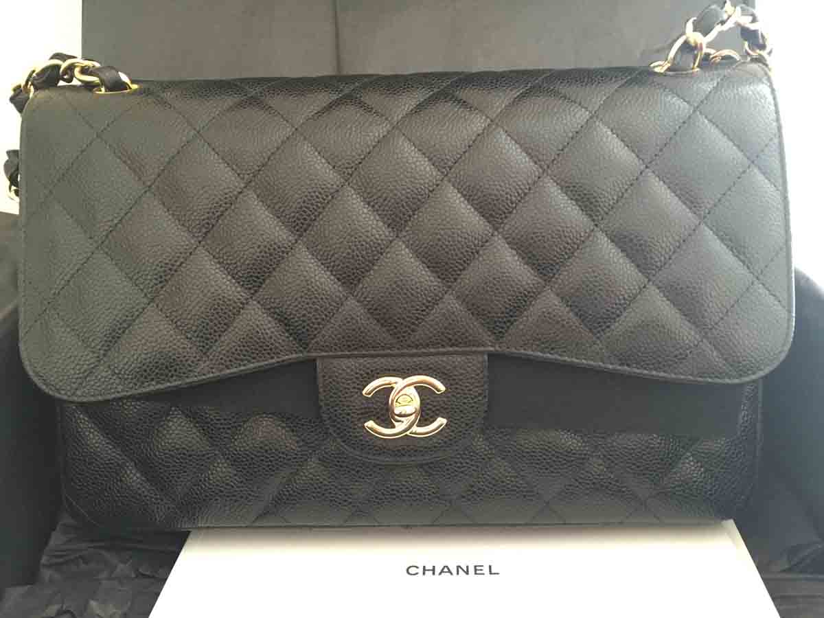 Chanel Jumbo in Caviar Leather with Gold Hardware - Seeking