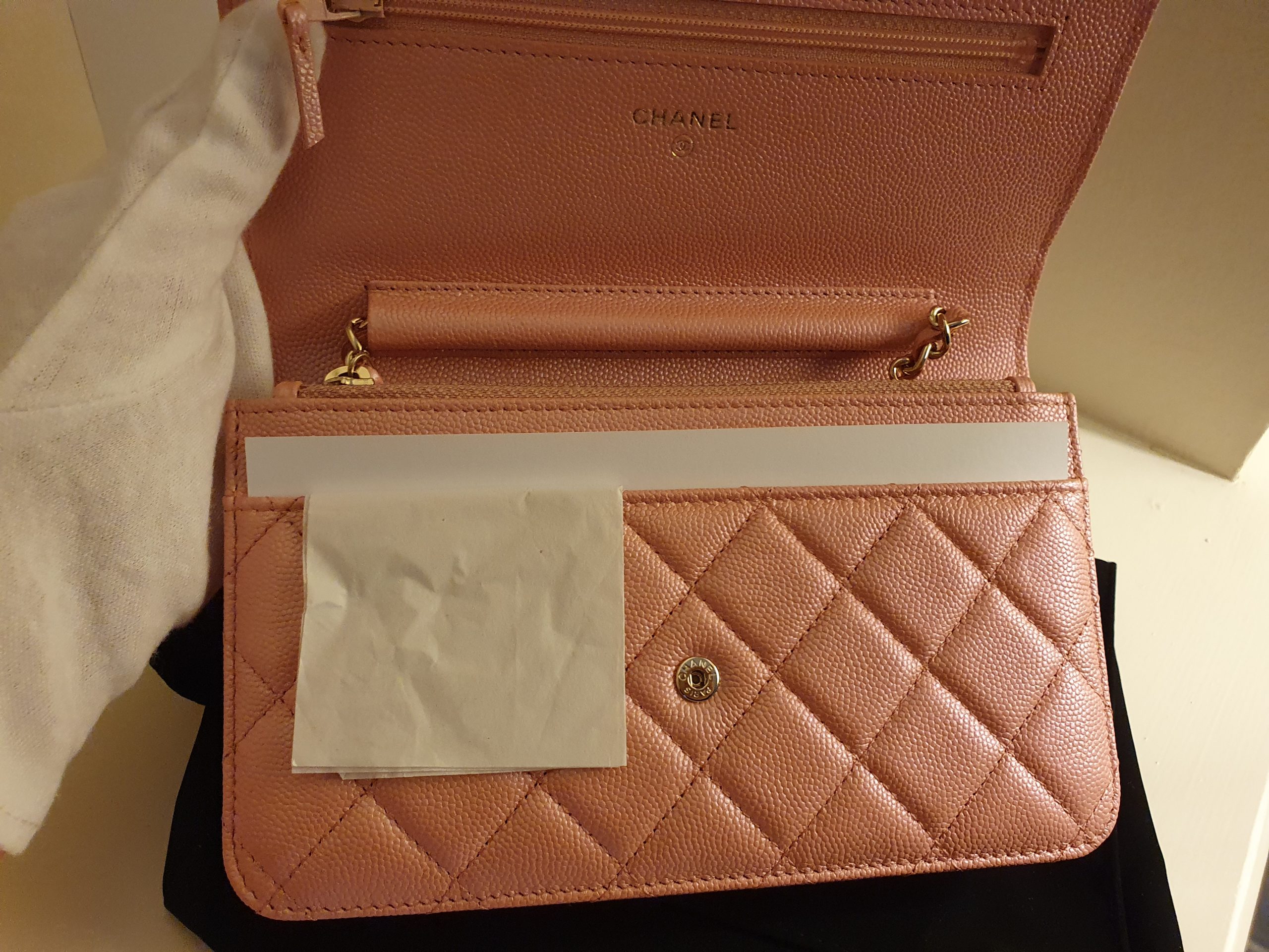 Chanel 19 Calfskin Wallet on Chain Iridescent Pink – DAC