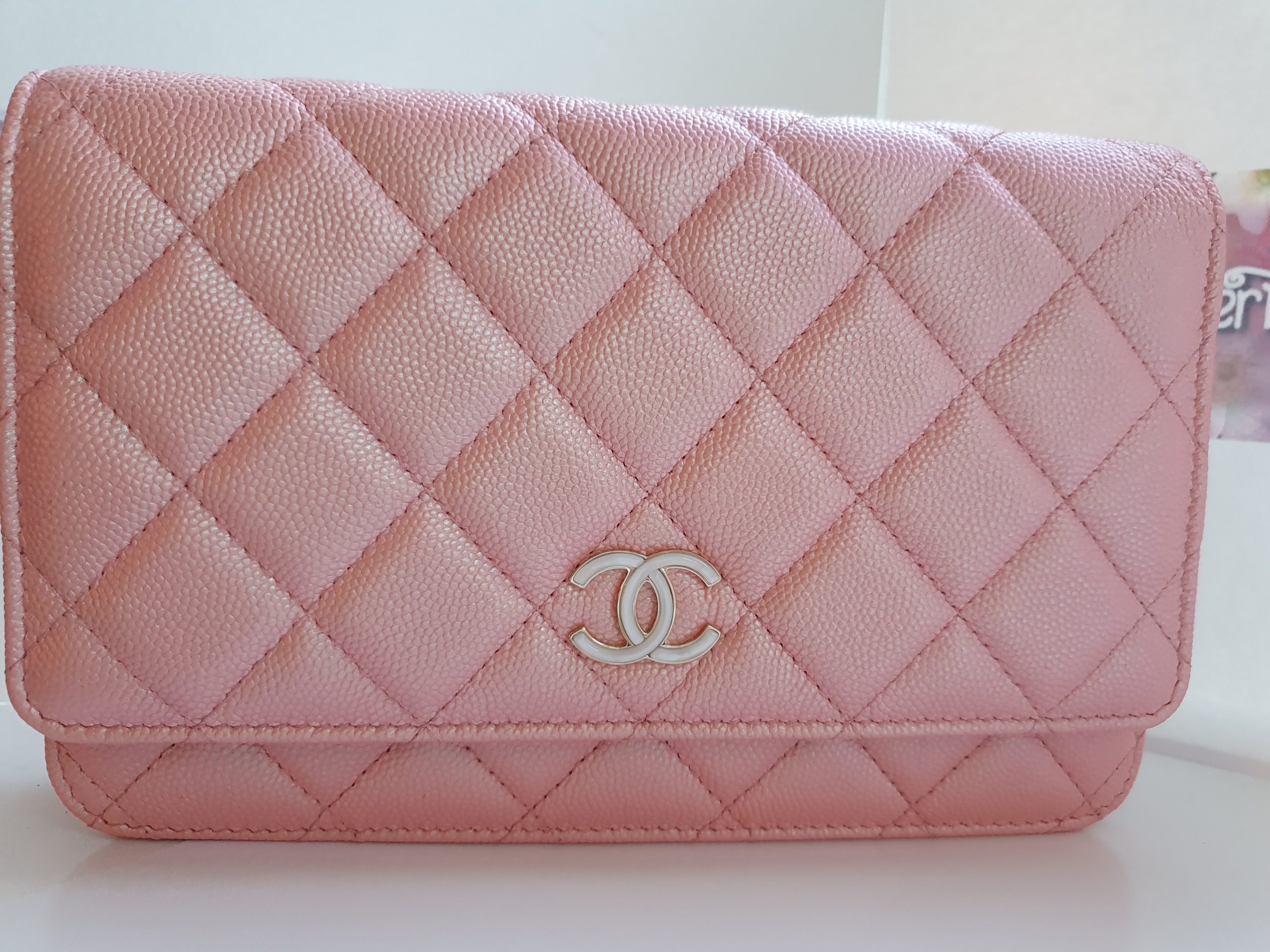 Chanel 19s Pink Iridescent Wallet on Chain WOC - Reetzy